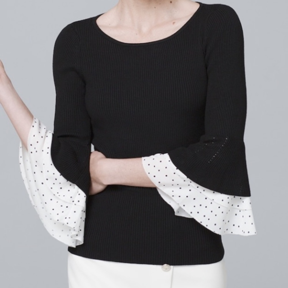 Woven dot sleeve sweater White House Black Market